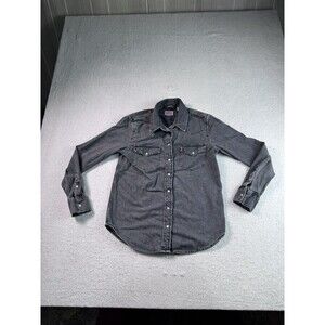 Levi's Women's XS Washed Gray Black Denim Western Snap Button Shirt Top Long